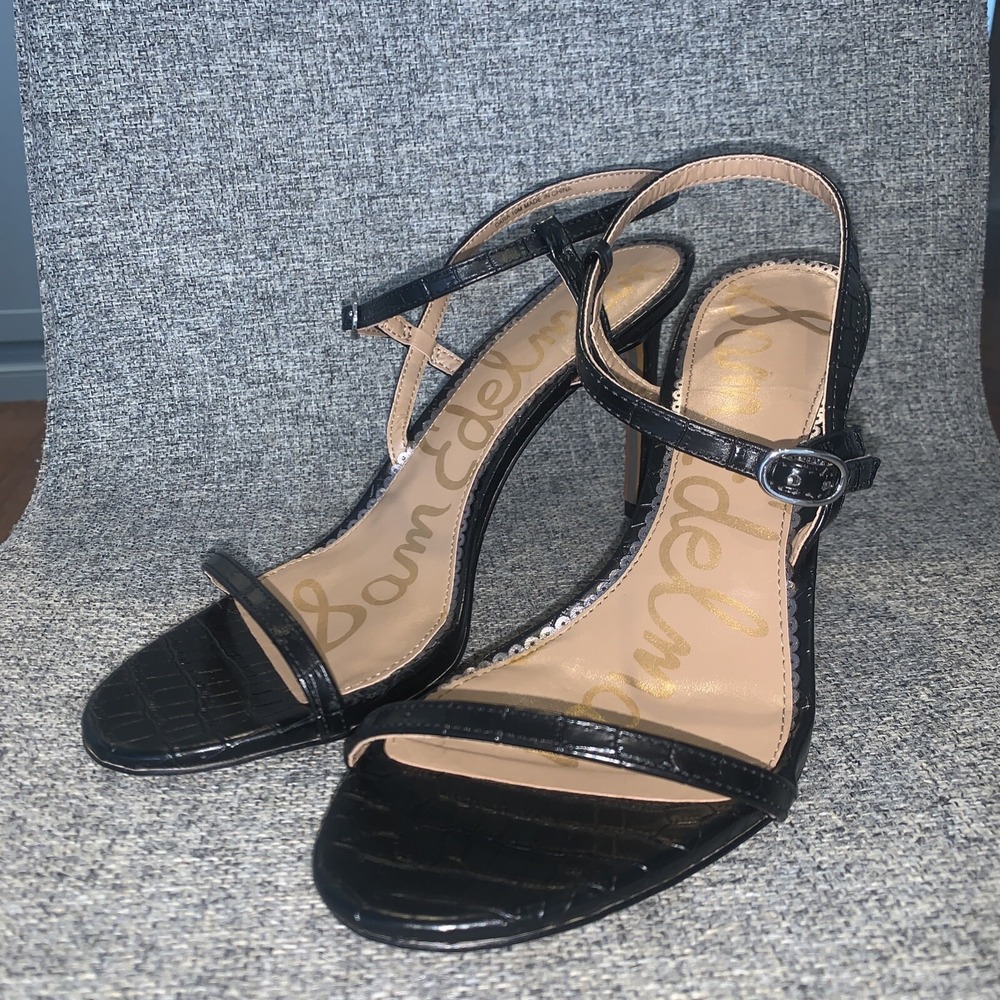 Sam Edelman Shoes Womens Size 10‎ Sandals Doran Strappy Black Croc Heels